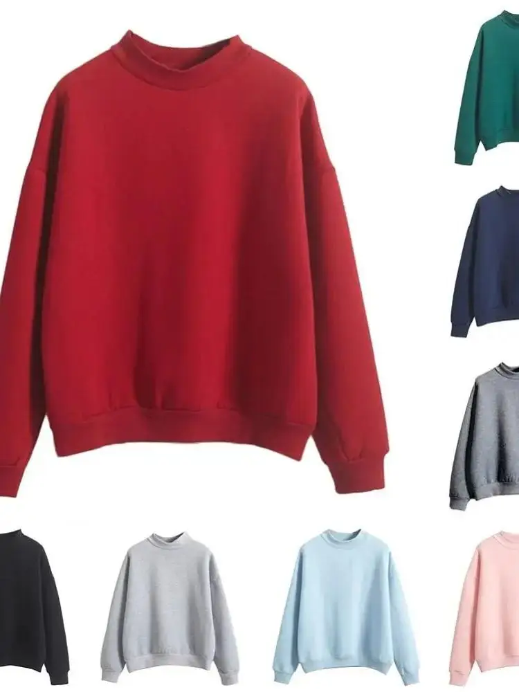 

Women's Loose Fit Cotton Sweatshirt Versatile Top Clothing Cleanfit Style A-Line Sleeve Short Sleeve Thin Winter Shirt