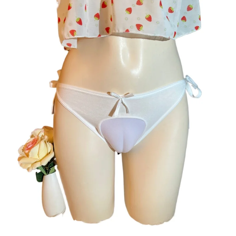 

Men Sexy Briefs Camel Toe Underwear Lace-Up Back Open-Crotch Tight Panties Hiding Gaff Sissy Lingerie Low Rise Underpants
