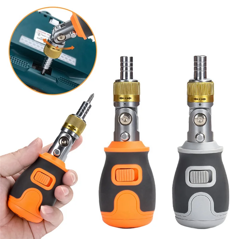 

Y50A-8 In 1 Portable Multi-Function S2 Batch Head 2-Way Ratchet Adjustable Angle Screwdriver Maintenance Kit, Easy To Use Grey
