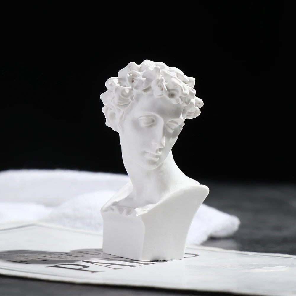 1Pc David Head Portraits Bust Greek Mythology Plaster Bust Nordic Style Sculpture Plaster Statue Celebrities Drawing Home Decor