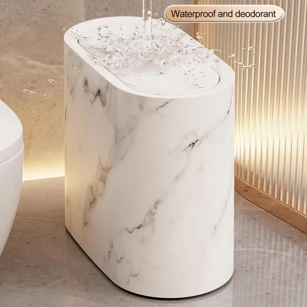 

Modern Trash Pattern Trash Elegant Pattern Basket with Lid for Bathroom Office Stylish Trash with Capacity for Narrow