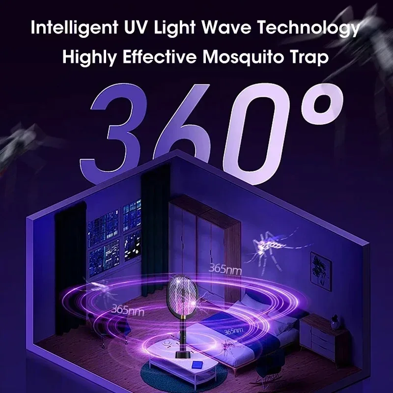 Mosquito Killer 3000V Automatic Ultraviolet Electric Trap Portable USB Type-C Handheld Desktop Lamp Home Office Use