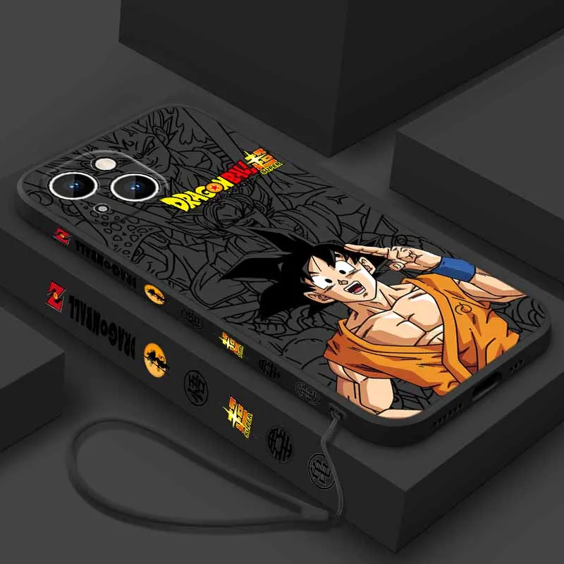 Son Goku Dragon Ball Hülle für Apple iPhone 17 16E 16 15 14 13 12 Mini Pro Max Plus Liquid Left Rope Funda Silikon Handyhülle