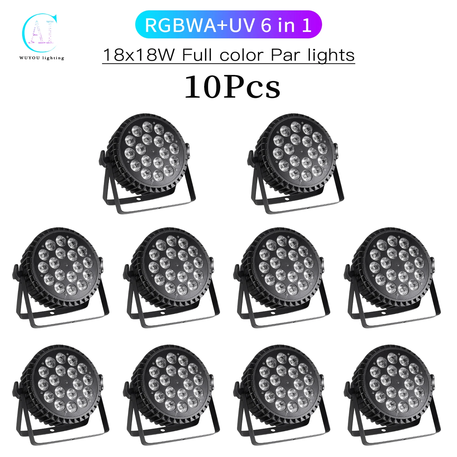 10Pcs/Lots LED Par Light 18x12W/18x18W RGBWA+UV 6 in 1 Aluminum Stage Light DMX512 Control DJ Disco Equipment Stage Lighting