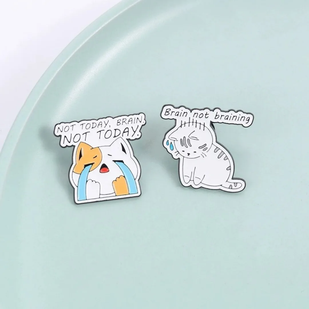 Funny Crying Cat Enamel Pins Set 