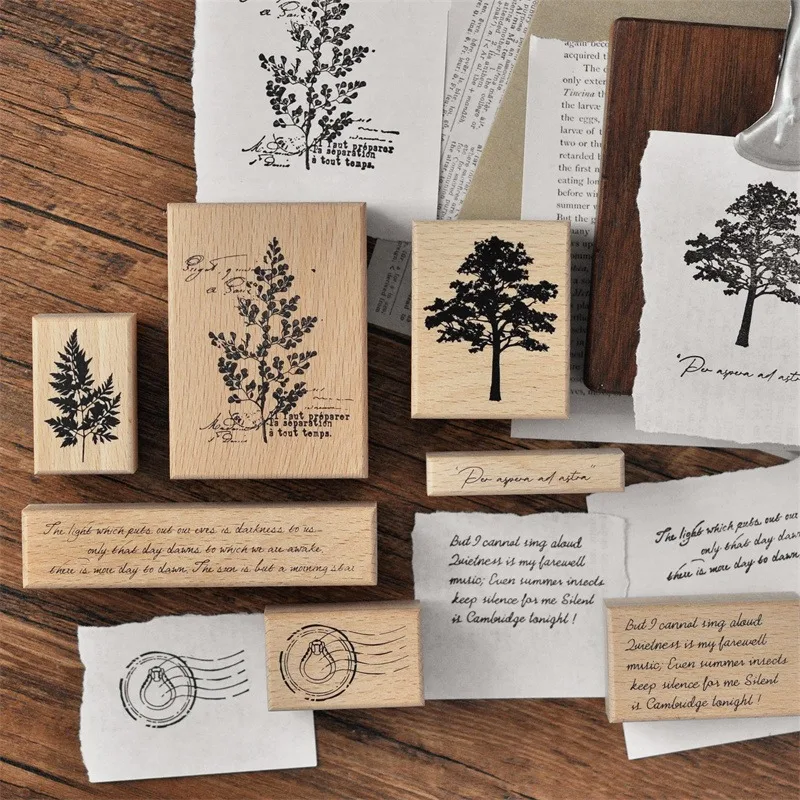 

Винтажное дерево, растение, английские слова, деревянный резиновый штамп, сделай сам, скрапбукинг, фотоальбом, изготовление карточек, деревянная печать