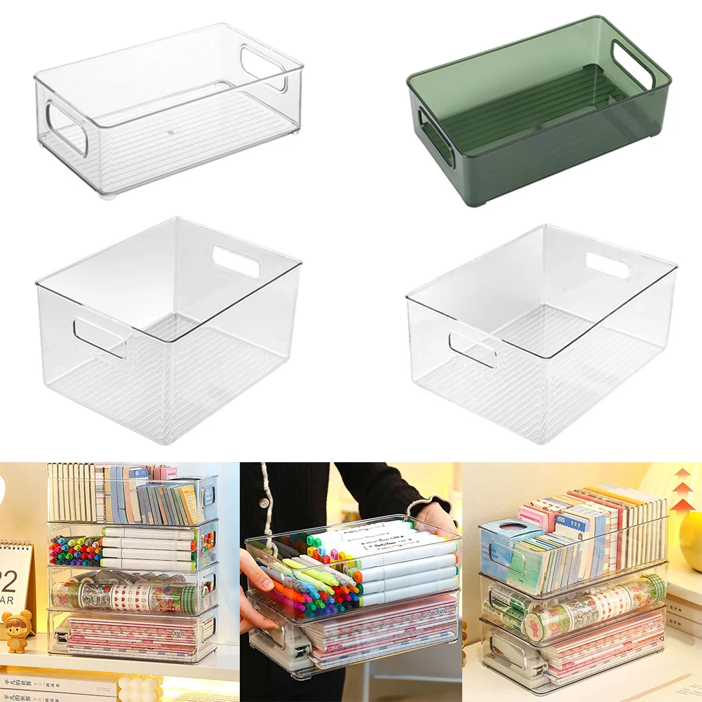 

S/M/L Clear Storage Box Stackable Storage Box With Handle Large And Deep Plastic Box Home Storage-tools Accessories