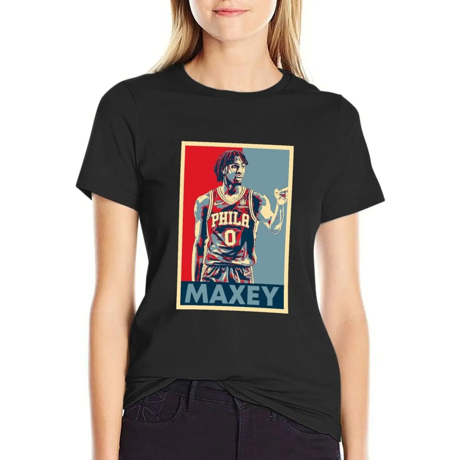 Tyrese Maxey T-shirt korean fashion cute tops workout t shirts for Women