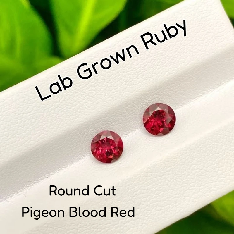 

J-Lab Grown Ruby Pigeon Blood Red Round Cut charms DIY Ring Necklace Earrings Main Materials AGL Certificate