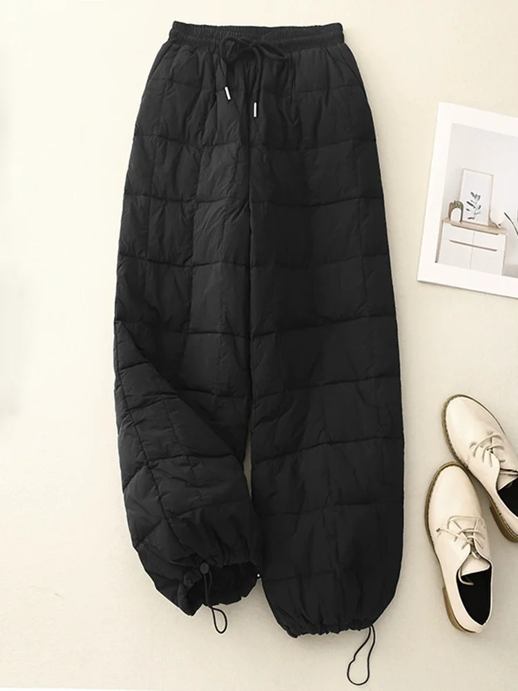 Gerade Kordelzug Unten Baumwolle Hosen Lose frauen Casual Warme Pantalones Dicke Spitze Up Mode Baggy Hohe Taille Hose