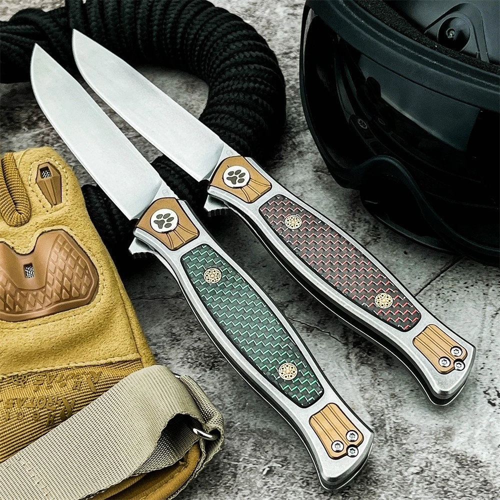 

Складной нож для кемпинга EDC, лезвие D2, сталь 420, ручка из углеродного волокна, портативный карманный нож для улицы, инструмент для походов и охоты на открытом воздухе