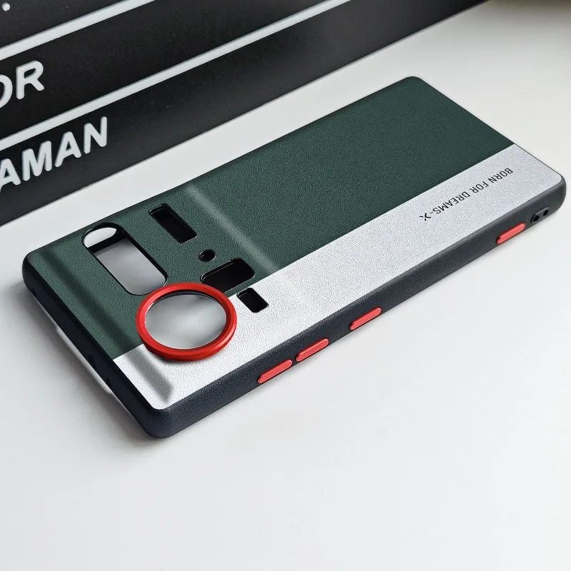 Etui na ZTE Nubia Z80 Z70 Z70S Ultra, luksusowe, dwukolorowe, przyjemne w dotyku skórzane etui PU, odporne na wstrząsy, metalowe przyciski, funda. — zdjęcie produktu 2