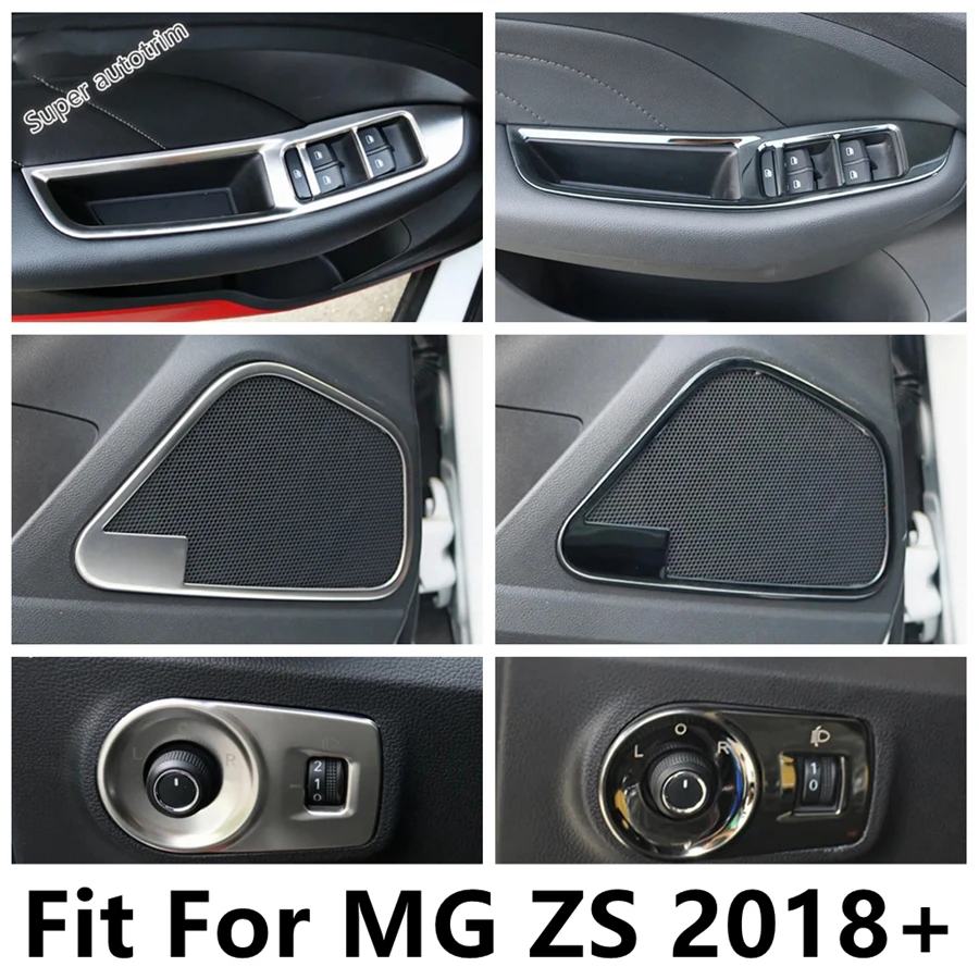 

Door Speaker / Head Light Button / Window Lift Panel Cover Trim Stainless Steel Interior Accessories For MG ZS EV 2018 - 2023