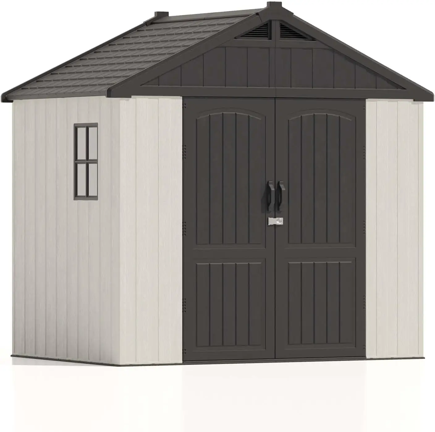 8 X 6 FT Plastic Outdoor Storage Shed with Floor Resin Shed with Window and Lockable Door for Garden Beige