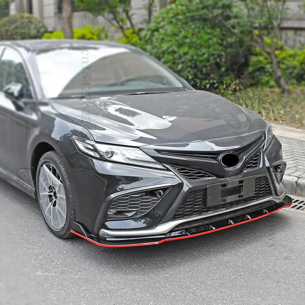 Front Bumper Lip Chin Carbon Fiber Look Body Kit Diffuser Spoiler Deflector Refit Accessories For Toyota Camry 2021 2022 Tuning