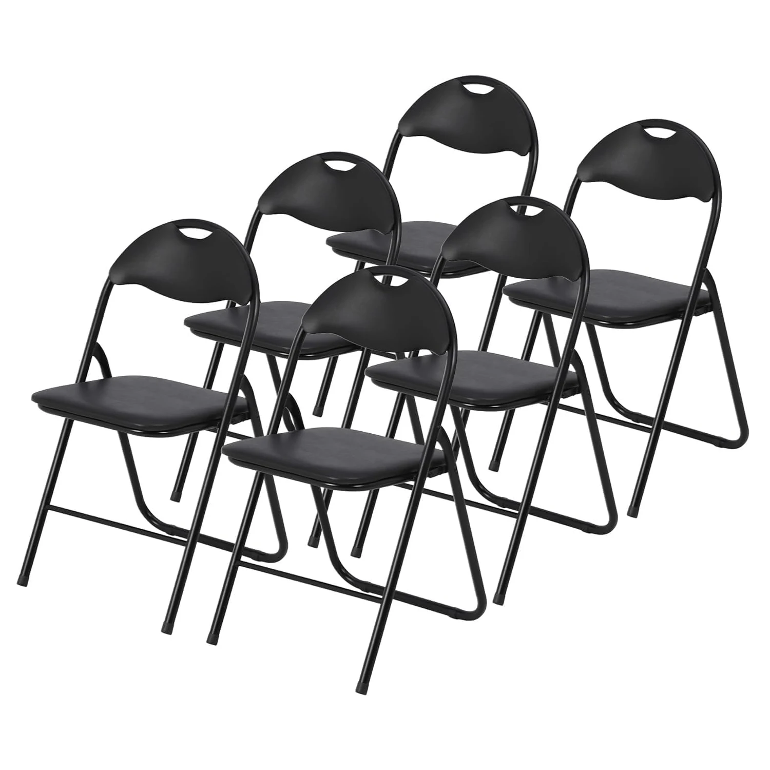 Folding Chairs 6 Pack with Cushion,Outdoor and Indoor Event Portable Metal Folding Chairs with Non-Slip Feet Pads