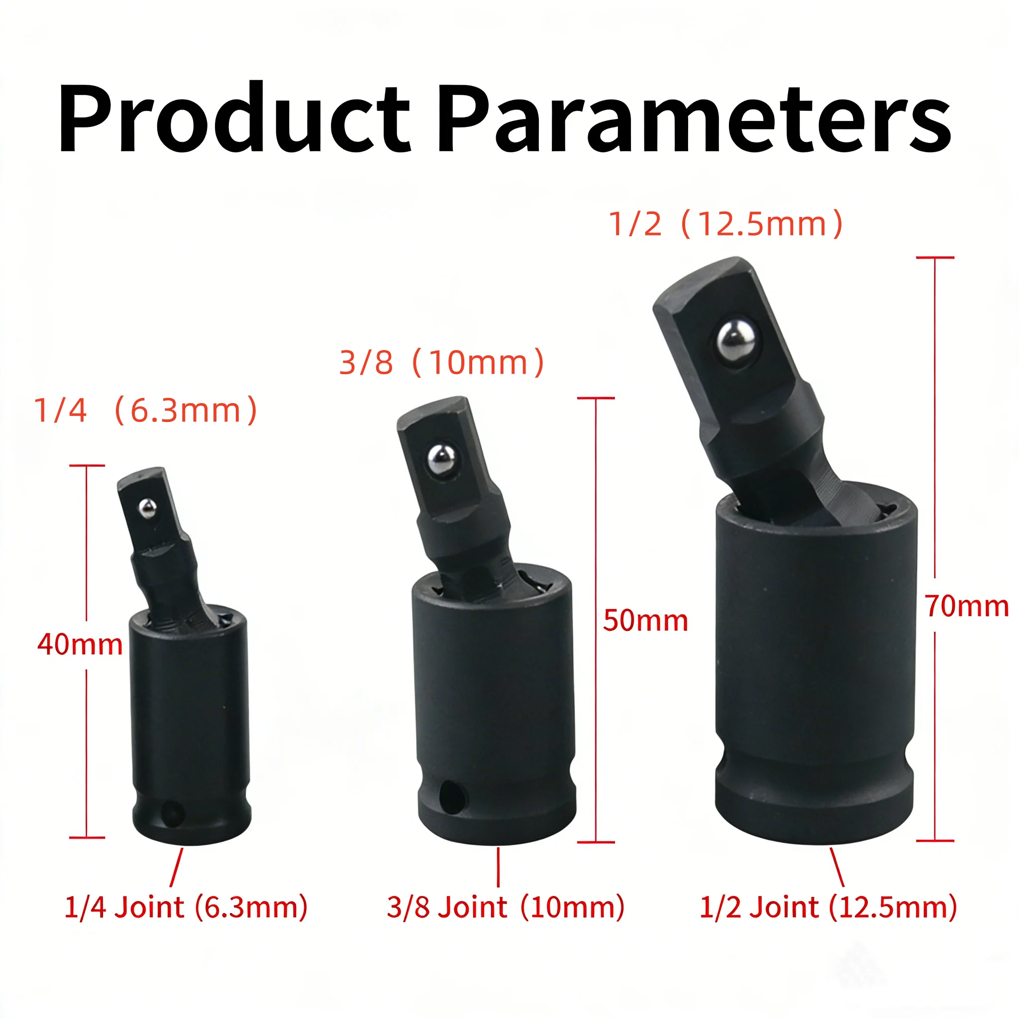 3PCS 1/2 3/8 1/4 inch Impact Socket Adapter Reducer Set Use Wrenches Drills in Auto and Impact Driver Construction Work
