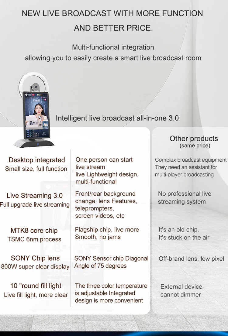 2024 New Portable 15.6 Inch All In One Android Broadcasting Interview Live Video Streaming Equipment On Facebook Tiktok Youtube