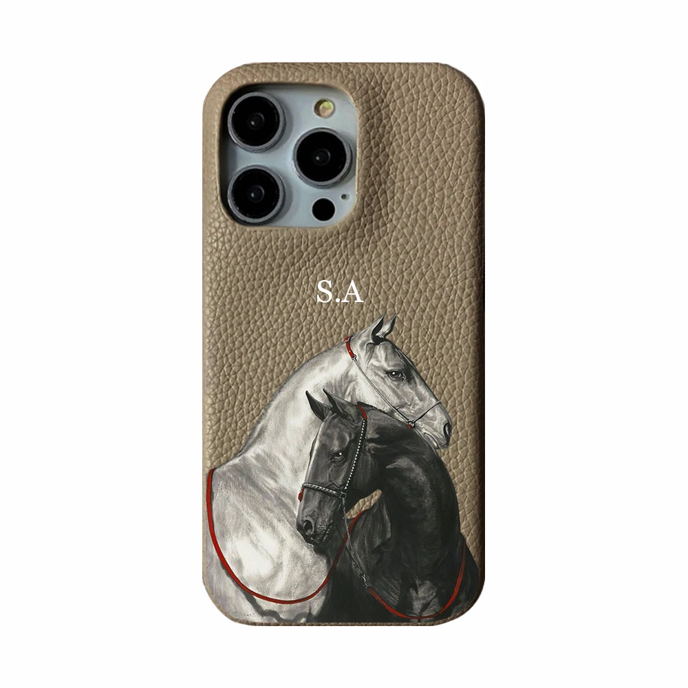 Personalizowane etui z miękkiej skóry PU z inicjałami na iPhone'a 18 17 13 15 Pro Xs Max 12 Mini 11 XR 16 Plus, luksusowe pokrowce — zdjęcie produktu 2