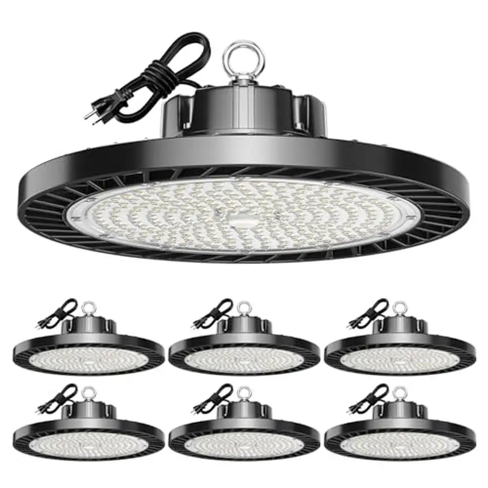 200W UFO LED High Bay Lights 30000LM AC100-277V Plug-in Shop Light Warehouse Workshop Factory Gym IP65 Waterproof Long Lifespan