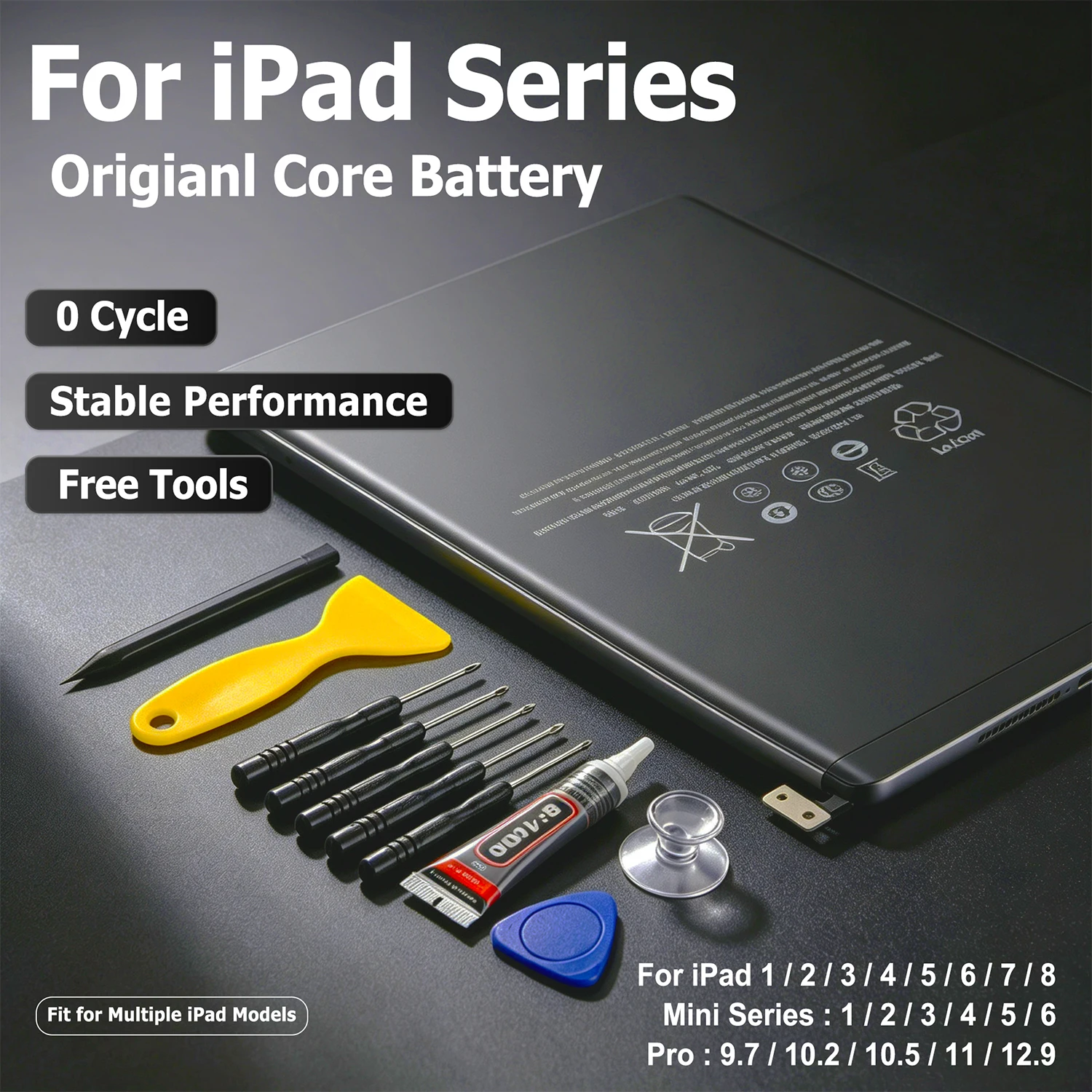 New Tablet Battery For iPad 5 6 Air1 Air2 Mini 2‑5 Pro 9.7 10.5 11 12.9, A1474 A1475 A1893 A1566, Replacement Repair Kit