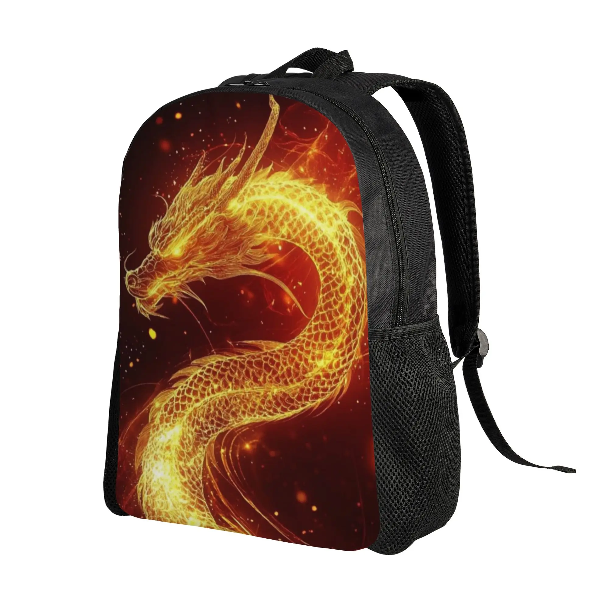 Back to school season Personalised Sparkling Golden Dragon Art Knapsack  Male Lady Backpack