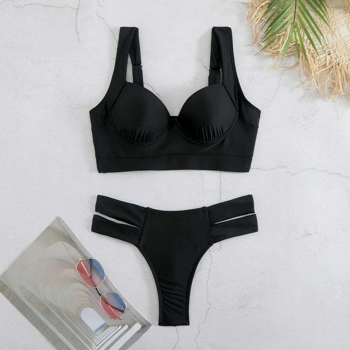 

Sexy Micro Bikini 2025 Women Solid And Leopard Push Up Padded Thong Swimsuit Female Cut Out Bathing Suit Swimwear Trajes De Bano