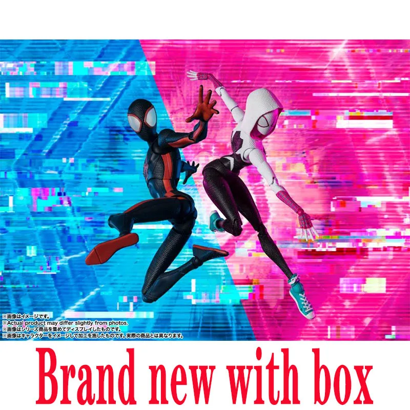 

Bandai S.H.Figuarts Shf Человек-паук Майлз Моралес Гвен Стейси через вселенные фигурки героев модель игрушки коллекция подарки