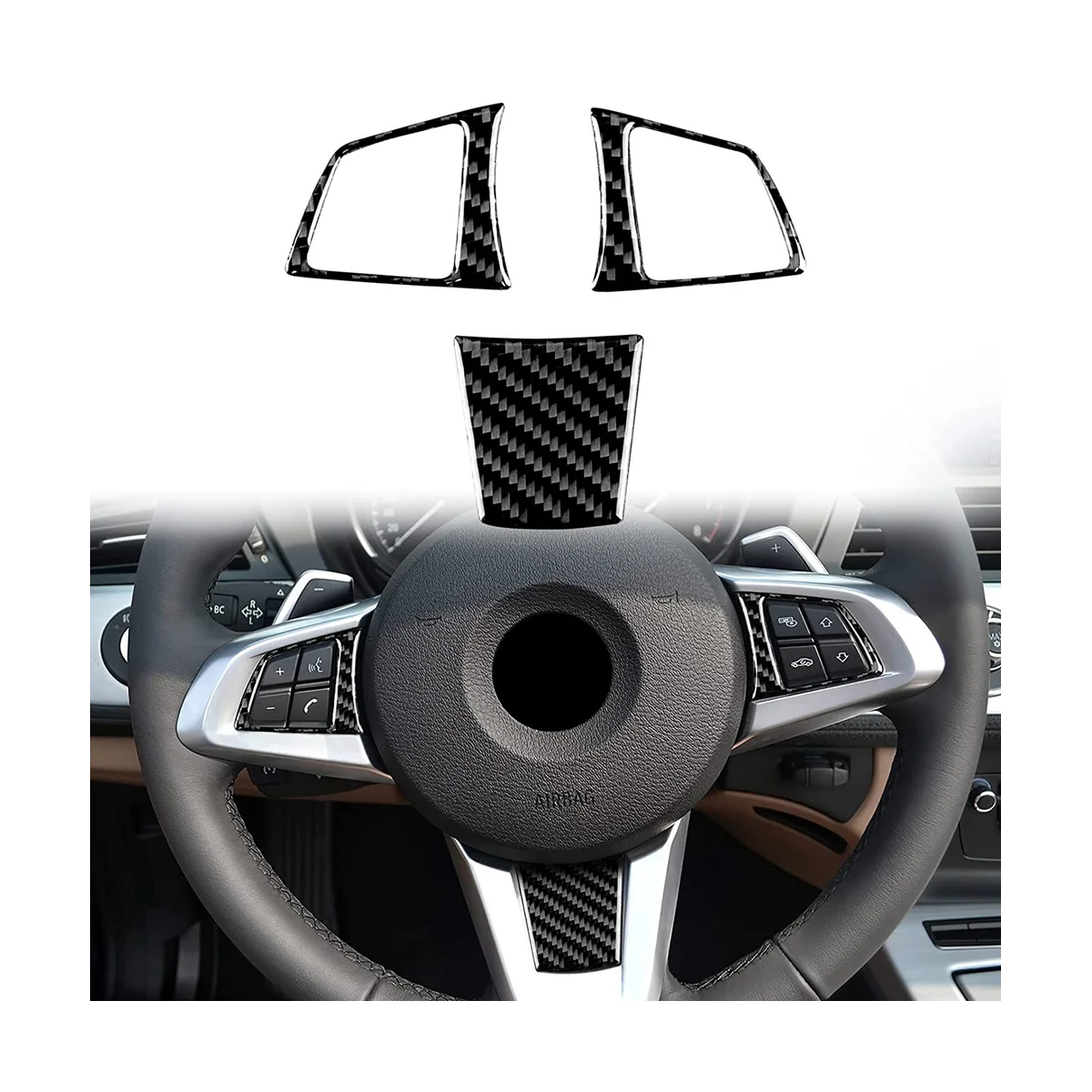 

Для BMW Z4 E89 2009-2016 крышка кнопки рулевого колеса автомобиля из углеродного волокна отделка Декоративная наклейка аксессуары