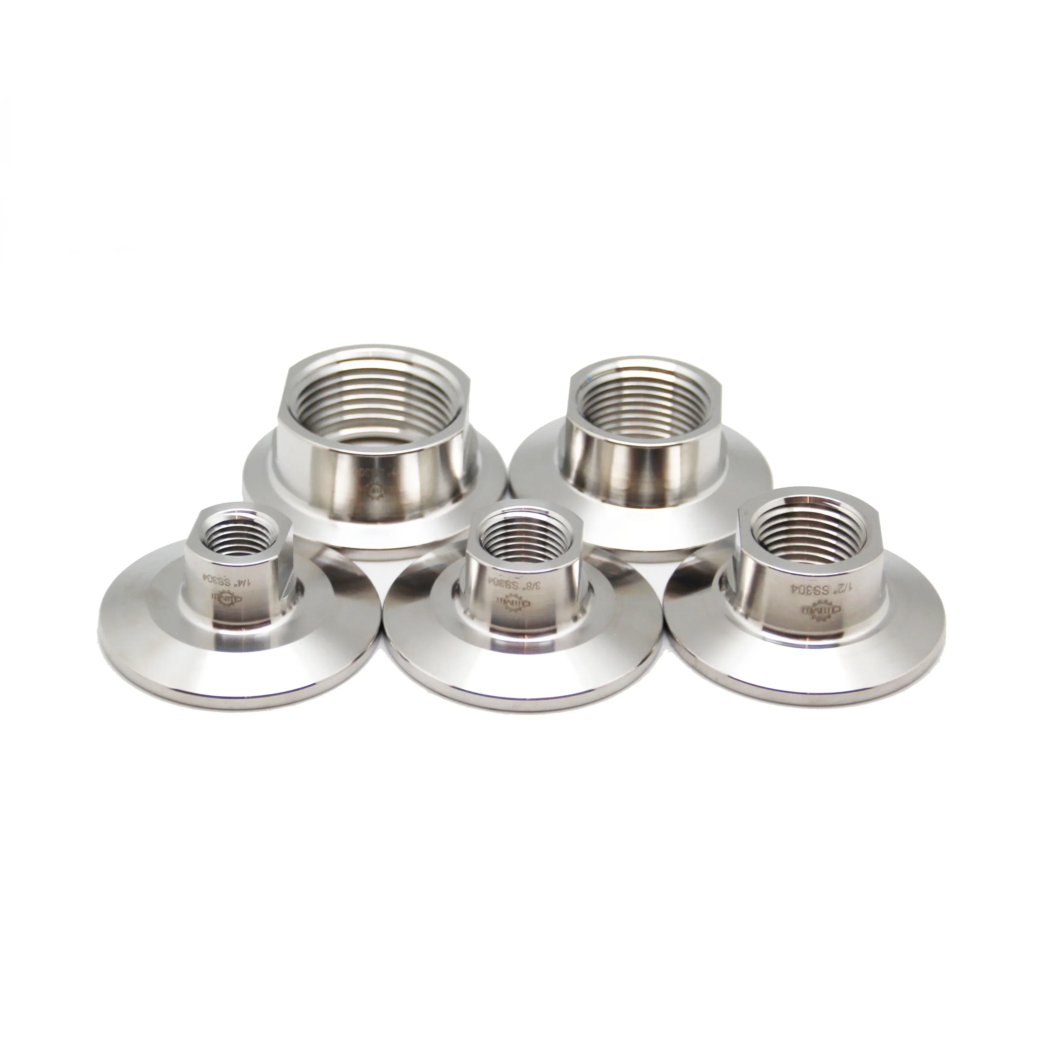 Stainless steel triple clamp, 25.4 , 34 , 50.5 , 64 mm, NPT inner threaded adapter, triple threaded clamp, ss304 tubeparts