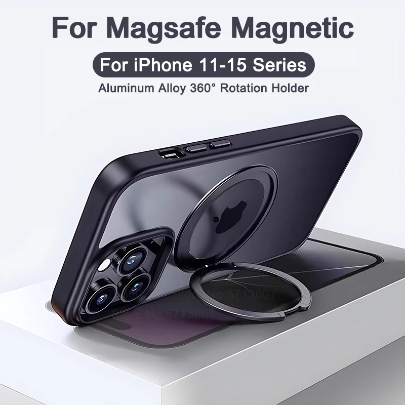 Luxury For Magsafe Magnetic Case For iPhone 15 14 13 12 11 Pro Max Plus Case 360° Rotating Ring Holder Wireless Charging Cover