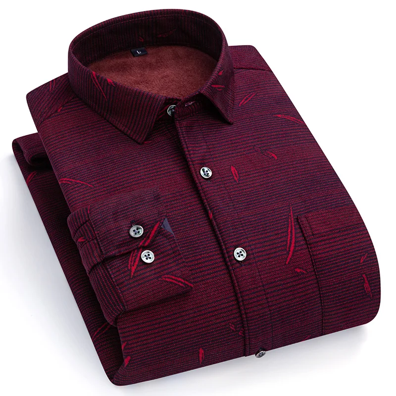 New Shirts For Man Fashion Plaid Autumn Winter Casual Business Men\'s Double-sided Fleece Plus Velvet Thick Warm Shirt Clothing