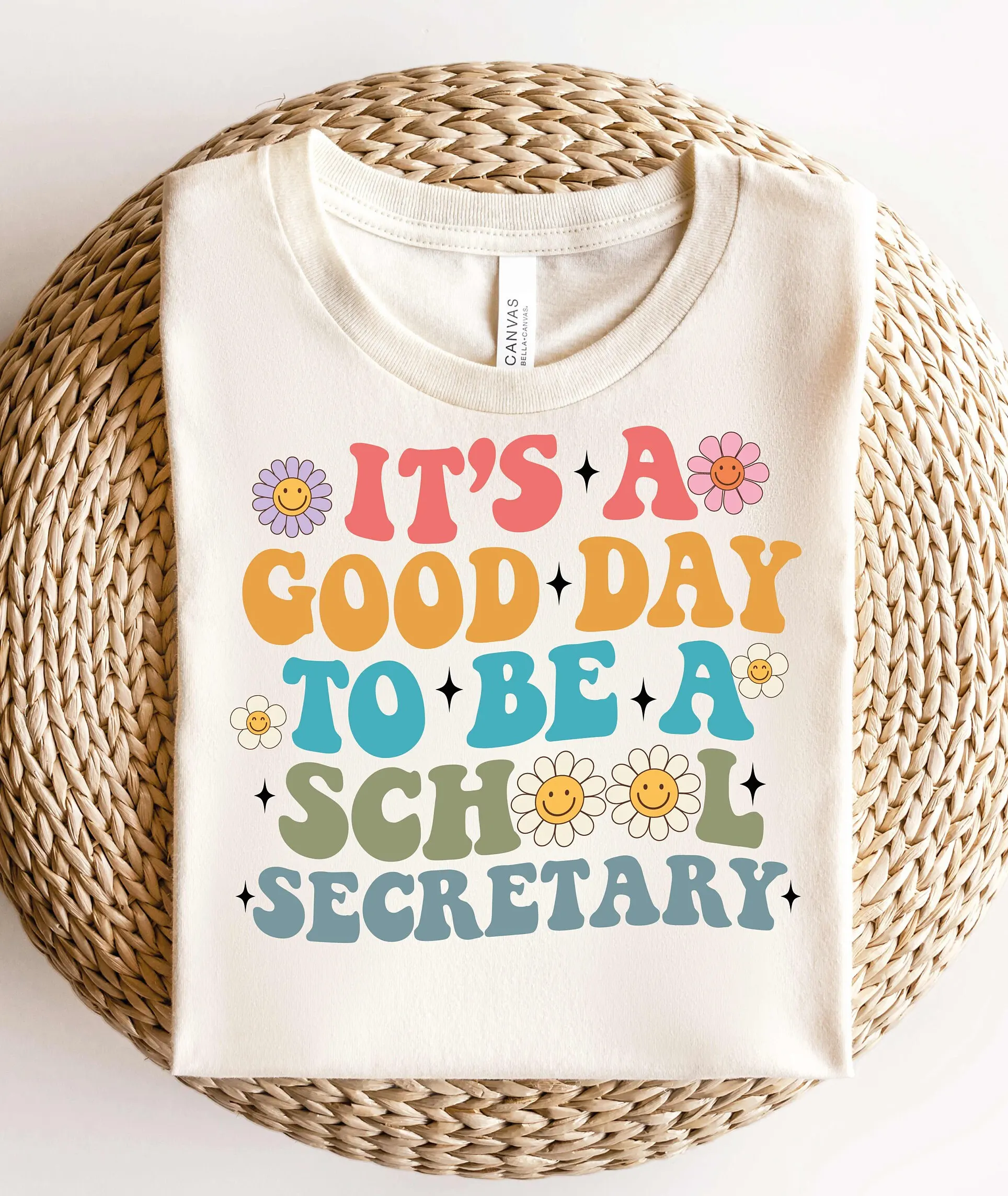 School Secretary T Shirt Back To Groovy Staff Front Office Receptionist