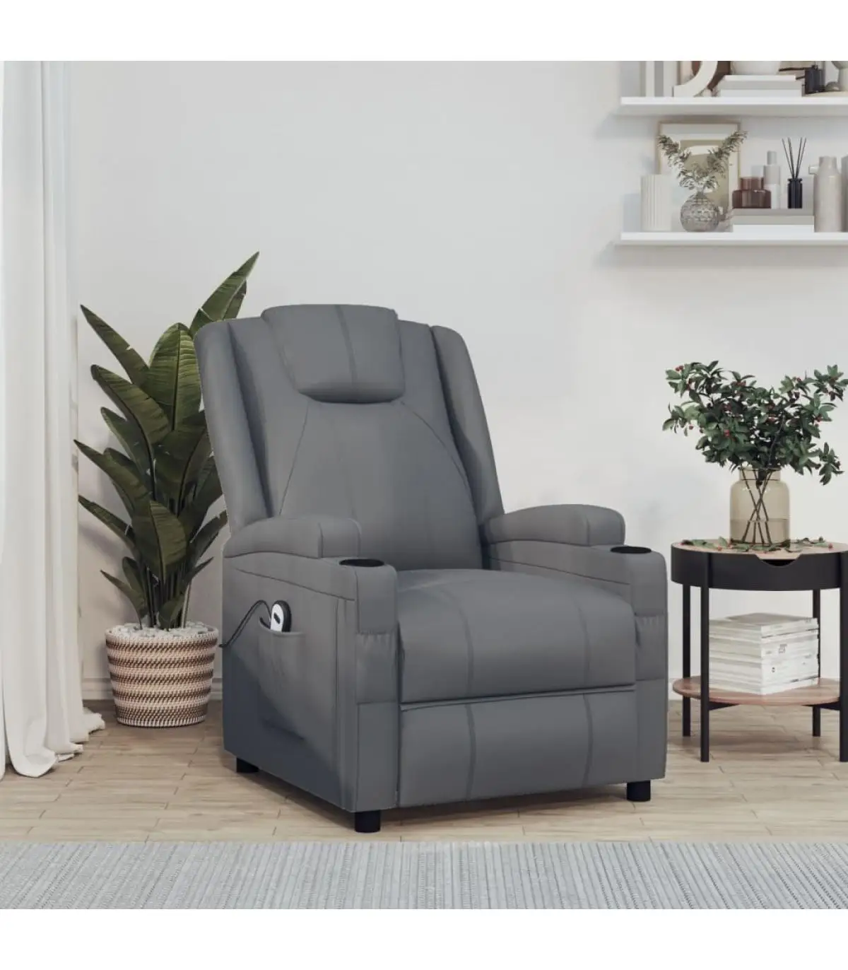 Gray synthetic leather lifting recliner armchairs