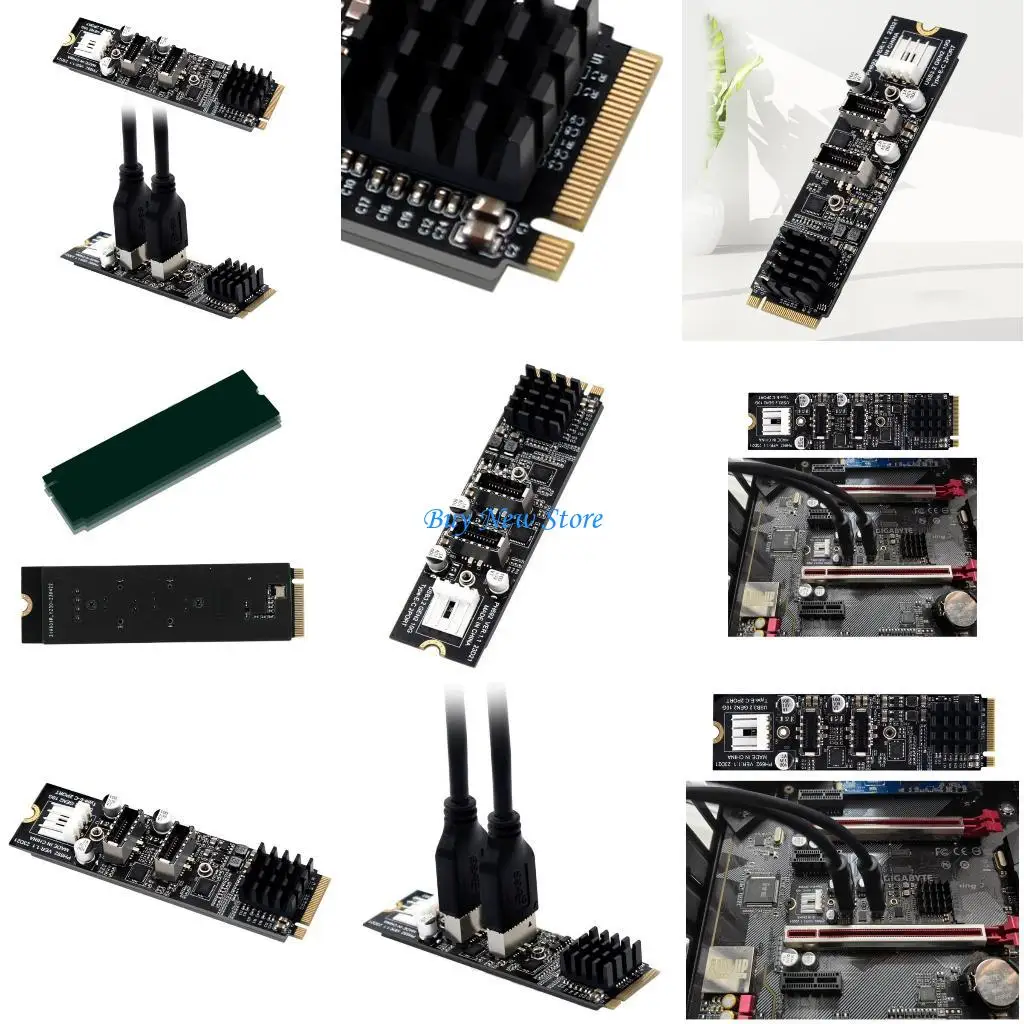 

20ce 10 Гбит / с 2-портовых USB3 до NVME PCIe Card Card NVME Материнская плата- до USB 3.1 Адаптер заголовка