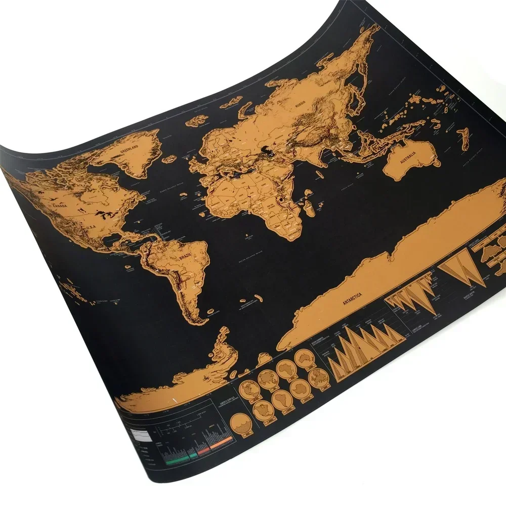 1PCS Scratch Cartography with National Flag Deluxe Scratch MapSs With Scratch Off Layer Visual Travel Journal for travel Atlas