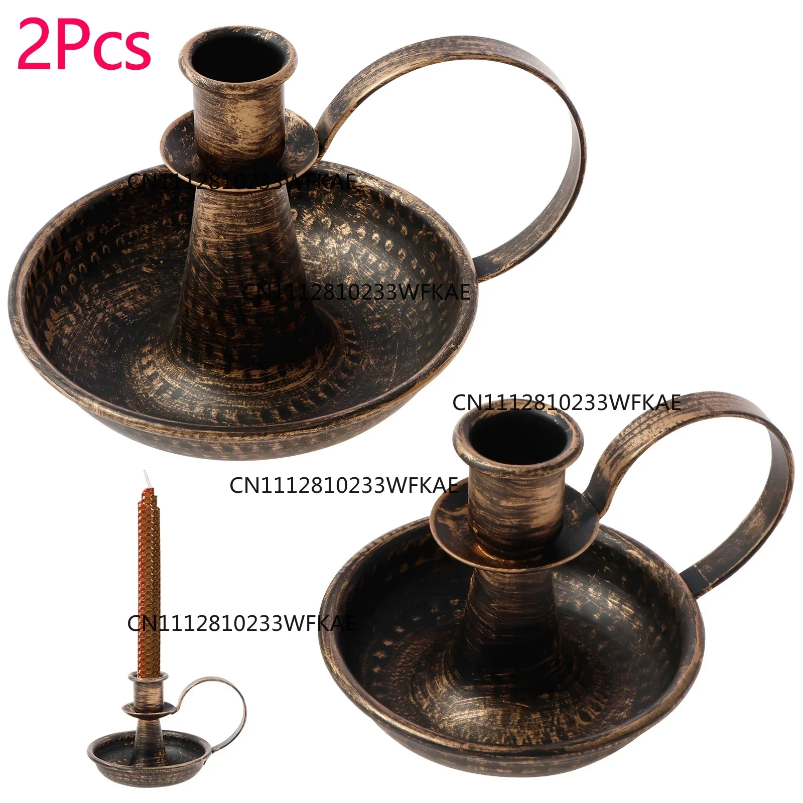 2Pcs Candle Holder Iron Taper Candle Stand with Curved Handle Retro Candlestick Holders Decorative for Home Wedding Party