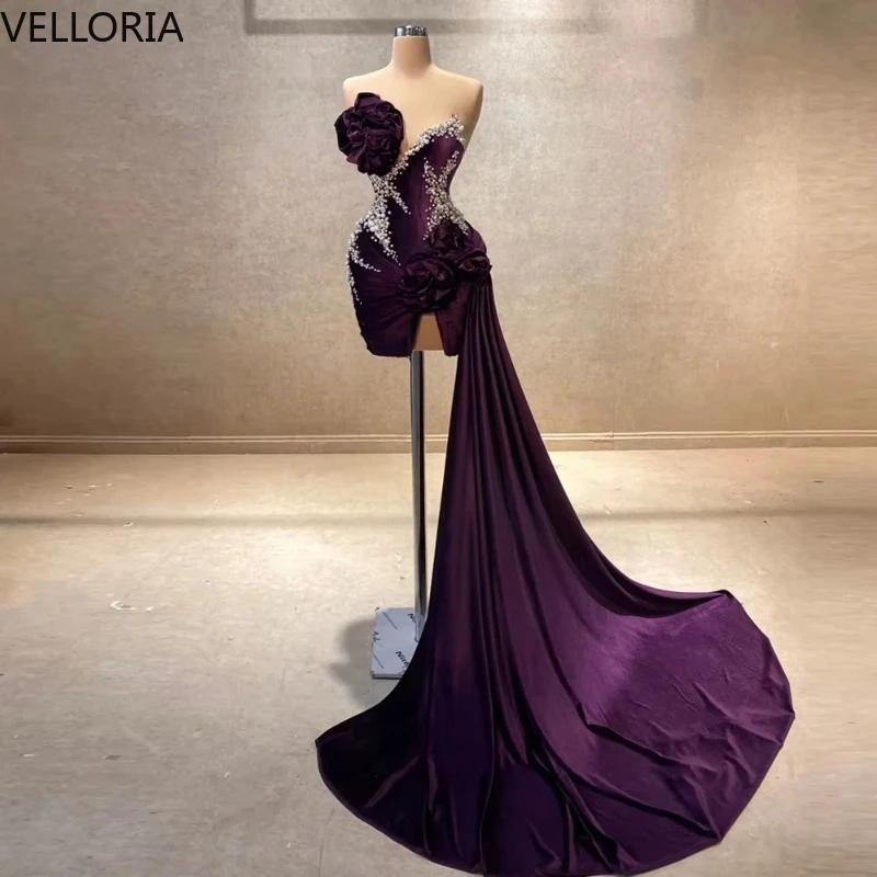 

Classic 3D Flower Graduation Dress Saudi Arabian Women's Beaded Formal Occasion Dress Vestido De Festa Plus Customized