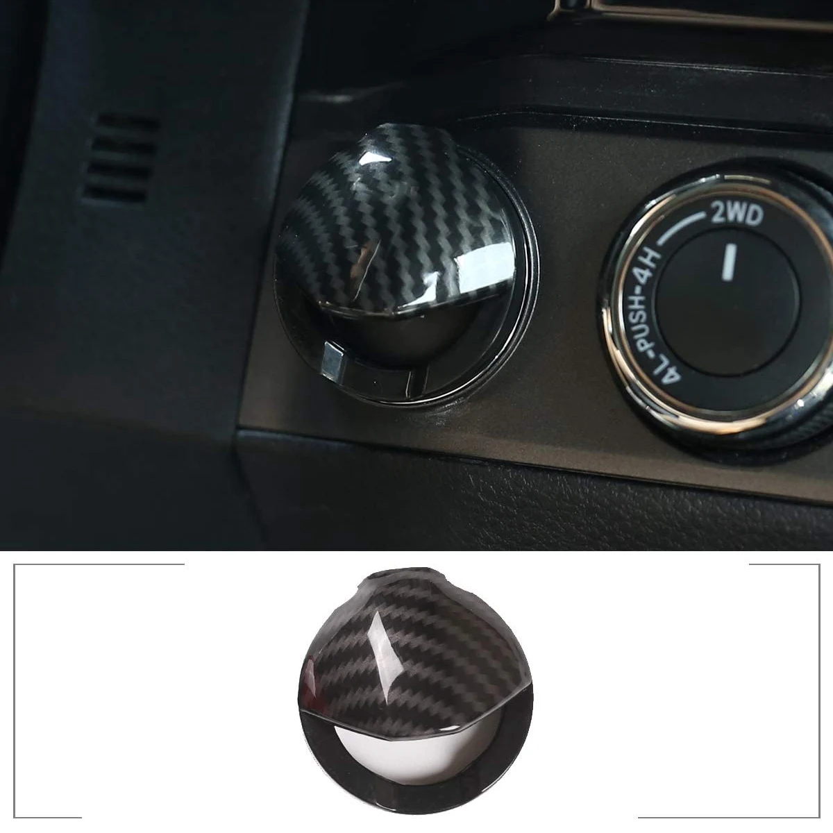 for Toyota Tacoma 2015-2020 Car Engine Start Stop Switch Button Panel Cover Trim Decoration Accessories, Carbon