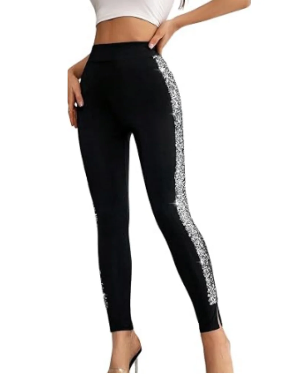 Warm Fleece Lined Leggings Sparkly Gliter Stretch Shiny Workout Pants  Cargo Pants Joggers Sweatpants Streetwear