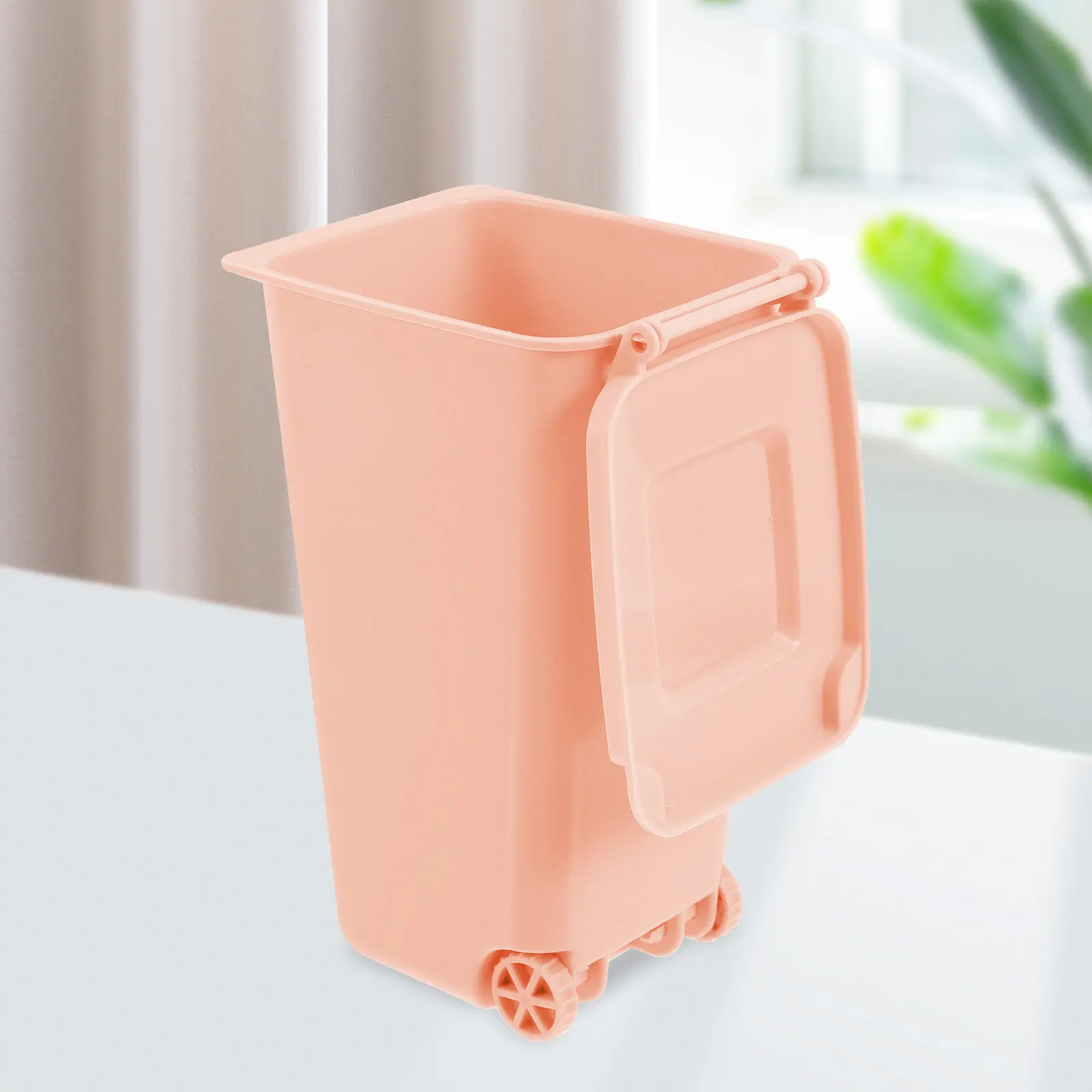 

4Pcs Compact Desk Trash Can Removable Lid Wide Opening Design for Easy Cleaning Tiny Waste Bin Organize Pens Makeup Tabletop