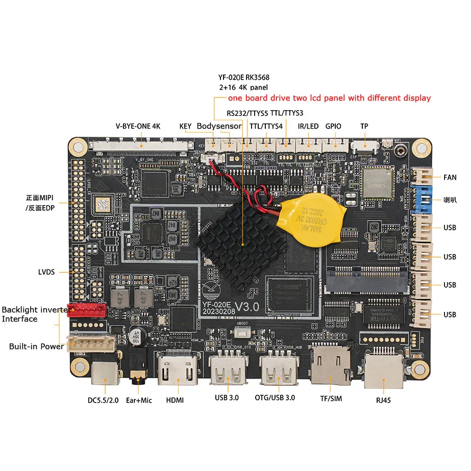 

2025 hot sale Android Board Motherboard with 4G EMMC RAM 32GB Nand Flash ROM Rockchip RK3568 AD software timer Clock App hardwar