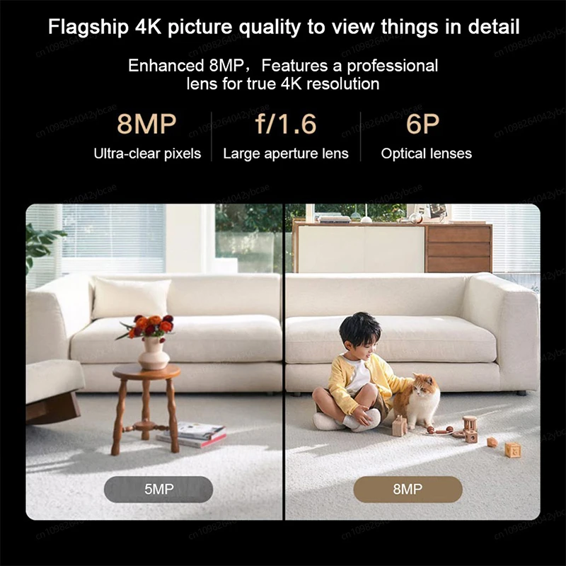 شياومي 360 °   كاميرا ذكية 4، واي فاي ثنائي النطاق، 6.8 ميجابكسل، 4K HDR AI، مراقبة أمن المنزل للأطفال، النسخة الصينية مع محول