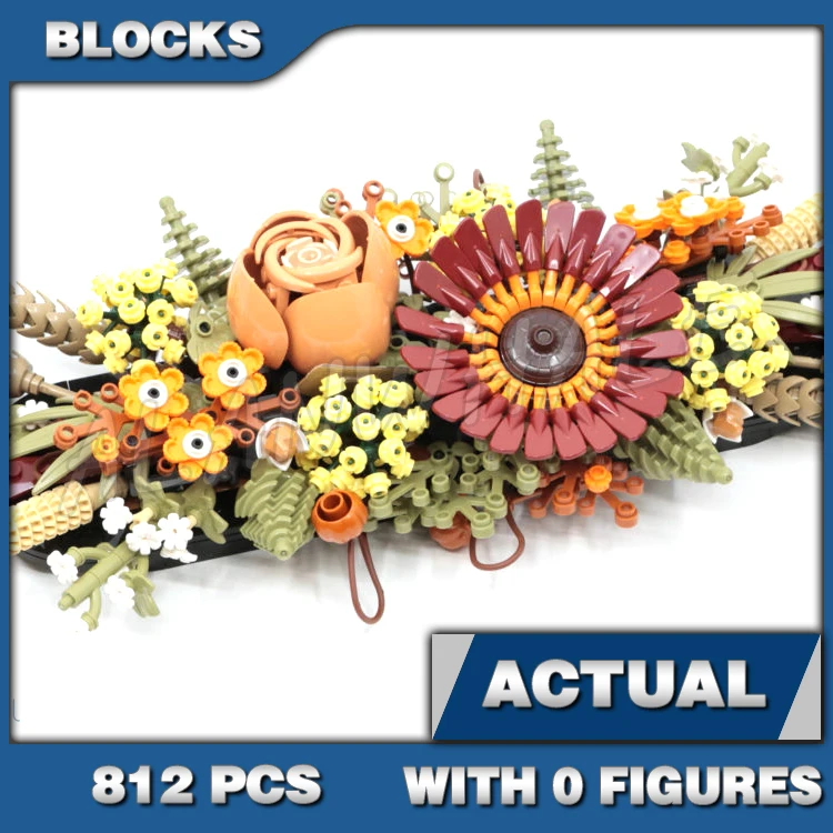 812pcs Creative Expert Botanical Dried Flower Centrepiece Table Wall Decoration 99032 Building Blocks toys Compatible With Model