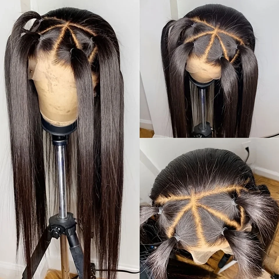 

Soft Long Black Straight 24inch 5x5 Silk Base Glueless Jewish Human Hair Wig With Babyhair HD Lace European Hair Prepluck