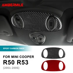 For Mini Cooper Hatch One R50 R53 2001-2006 Car Roof Reading Light Overhead Light Console Cover Trim Soft Carbon Fiber Sticker