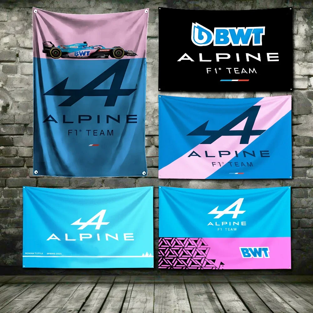 Alpines s T-Teams Racings   Flag Polyester Digital Printing Banner For Garage or Out door Decoration