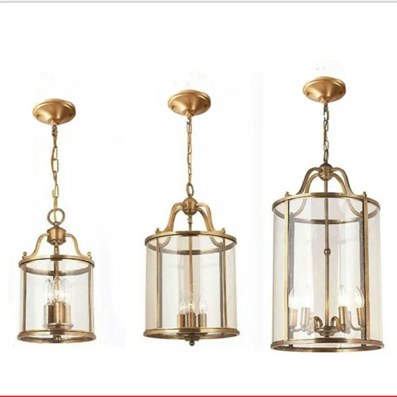 

All-copper chandelier European simple modern American restaurant aisle light porch staircase entrance foyer copper