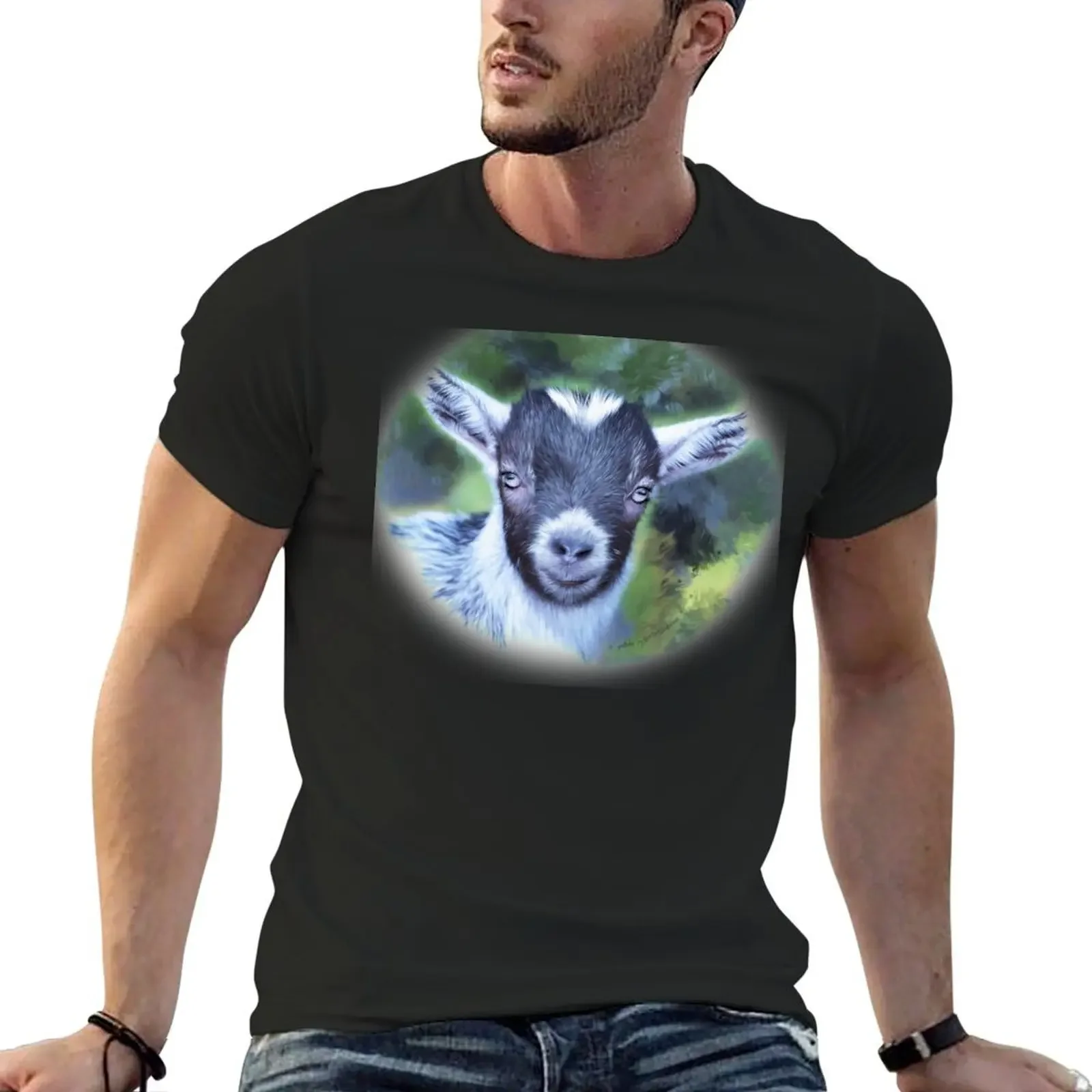 

Portrait of a Goat - Pygmy Kid T-Shirt oversized t shirt Short sleeve tee men clothings