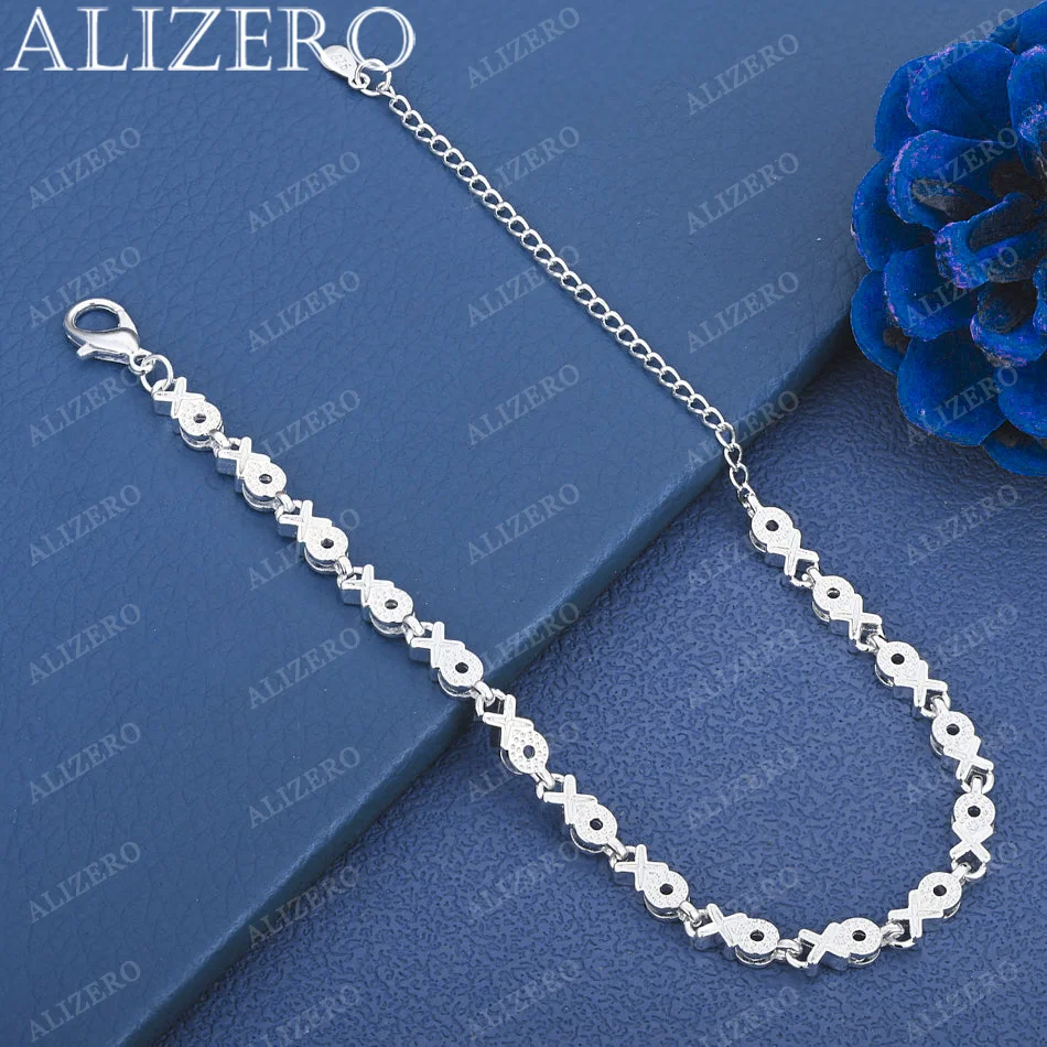 

ALIZERO 925 Sterling Silver Shiny Luxury XO Shape Chain Bracelets Girl Fashion Accessories Trend Jewelry Gift